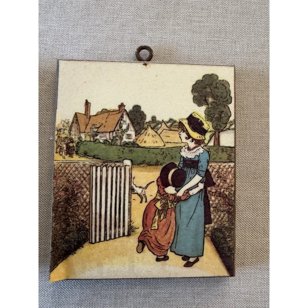 Camille England Vintage Wall Plaques Set Cottage Children Art Prints 3x3.5 Décor